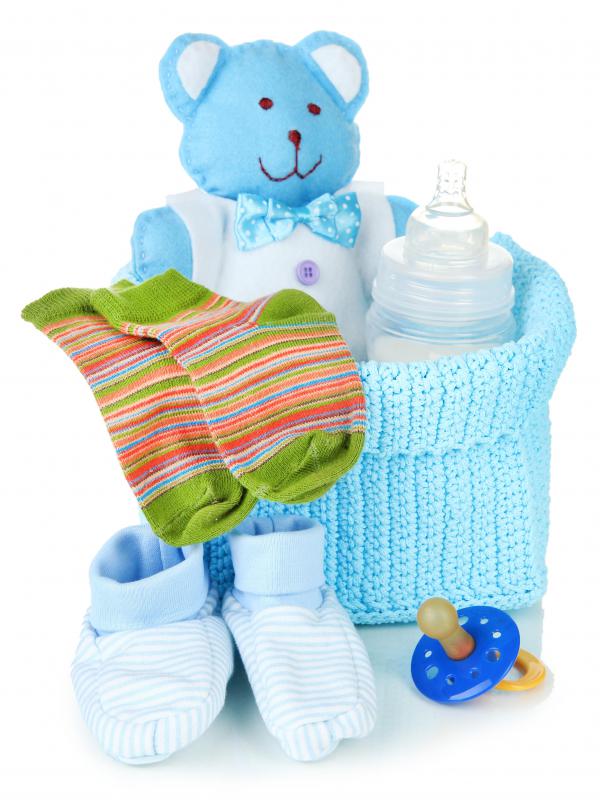Gift baskets are often handed out at baby showers.