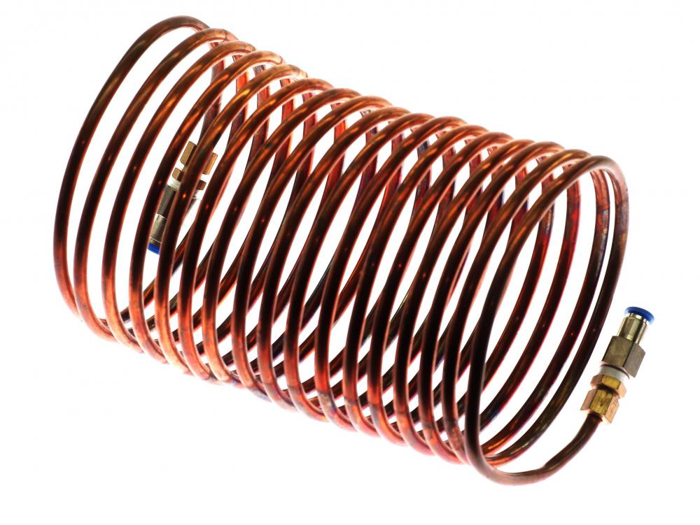 The coreless induction furnace has copper coils that are protected by a steel and magnetic shield and kept cool by water circulating from a special cooling tower.