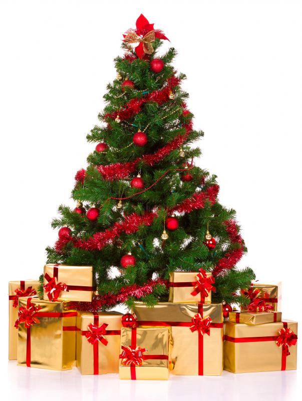 A Christmas tree with presents underneath.