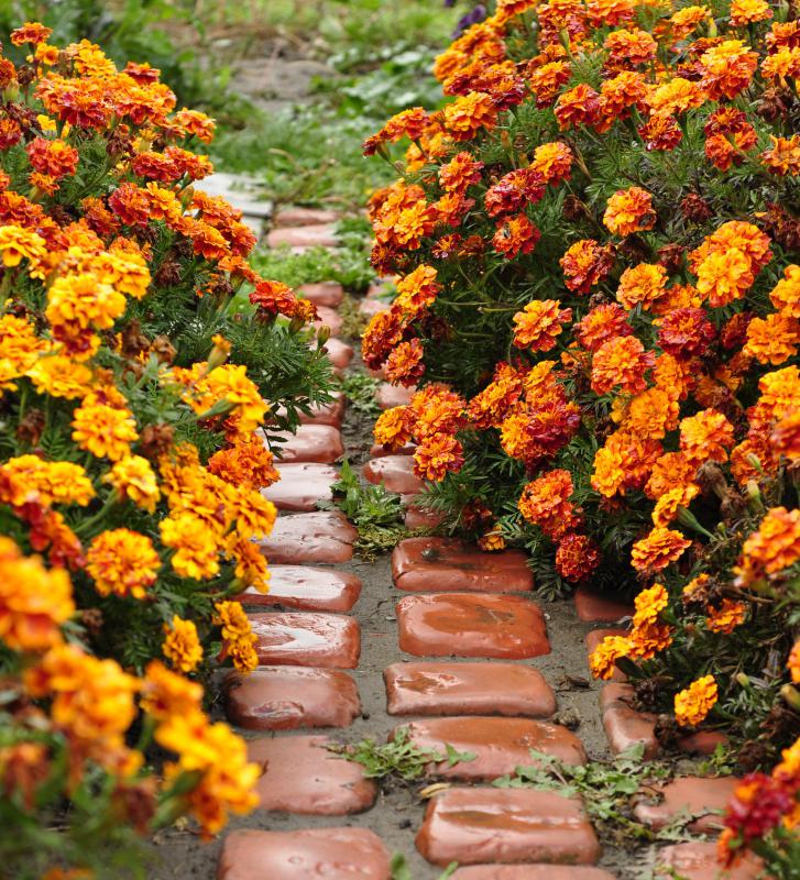 Landscaping may combine both natural and man-made elements.