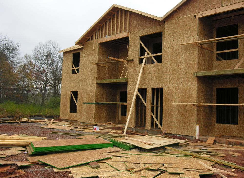 Plywood comes in a number of forms, and is commonly used to construct houses.