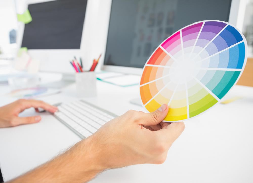 A color wheel is disk-shaped and displays colors according to their "pigment" values.