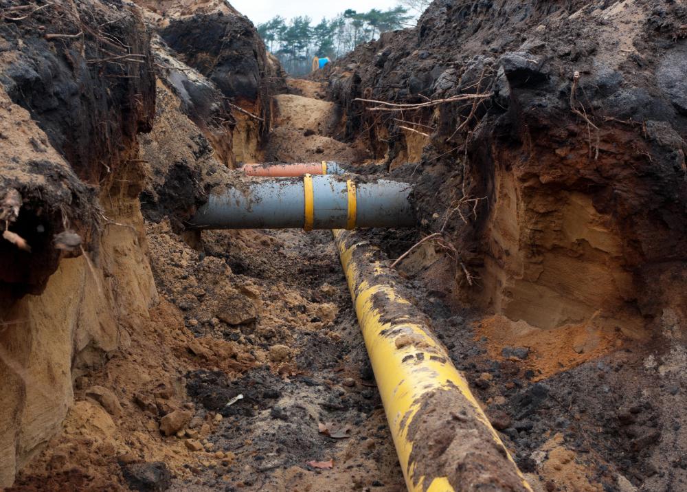 Grey water passes through sewage lines to a treatment facility.