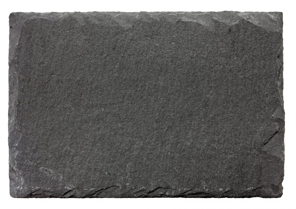 A slate tile for a fireplace hearth.