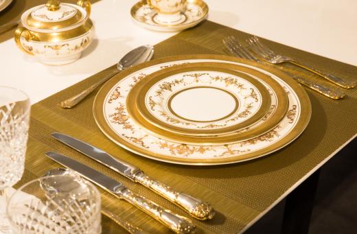 Gold flatware may be used for formal dinner parties.