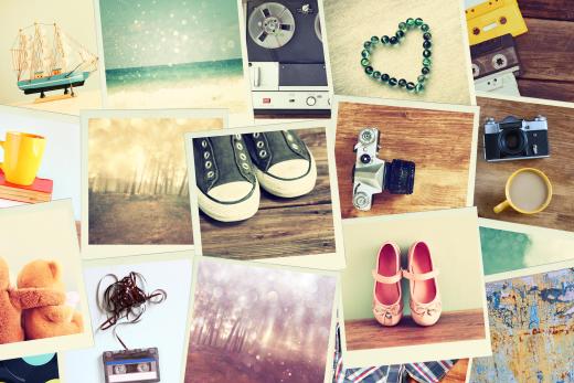 Scrapbook paper may be designed to accommodate photos.