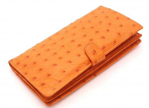 Ostrich leather is commonly used to make wallets.