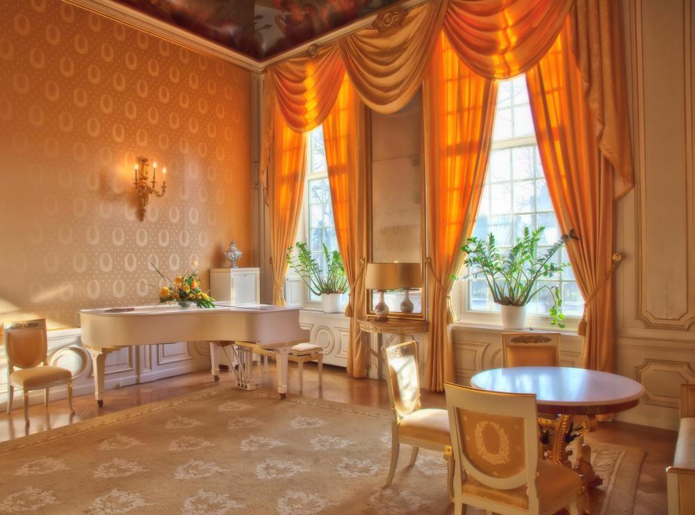 A piano in a living room should be placed to the side, not in the middle.