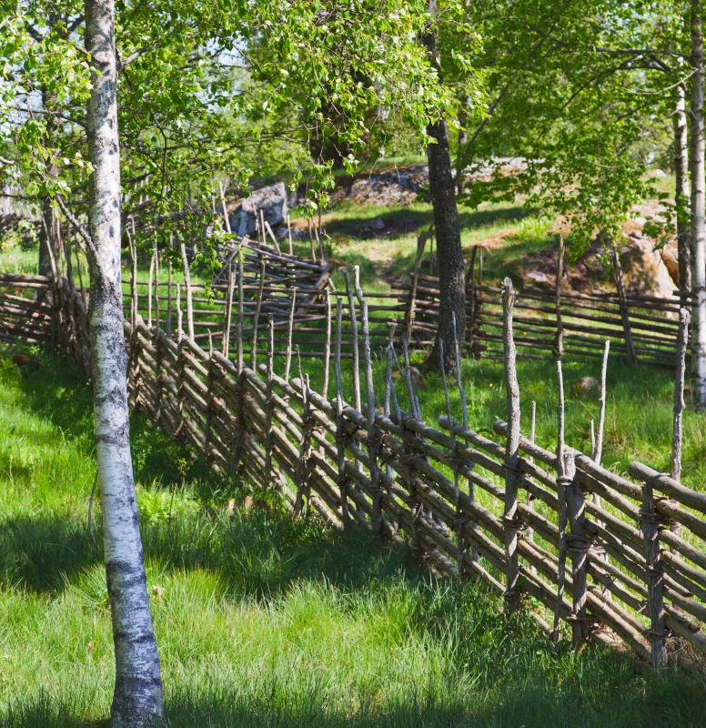 Post-and-rail fences work well for marking the perimeter of large areas.