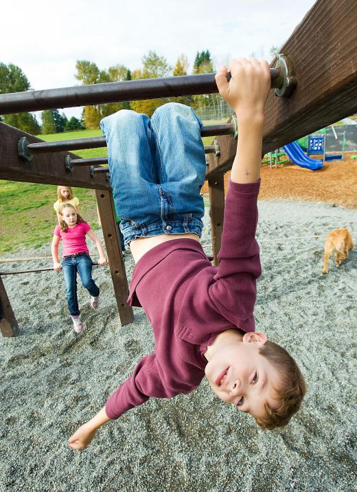 Monkey bars can be easily assembled indoors.