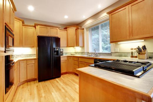 Veneers are used on cabinets.