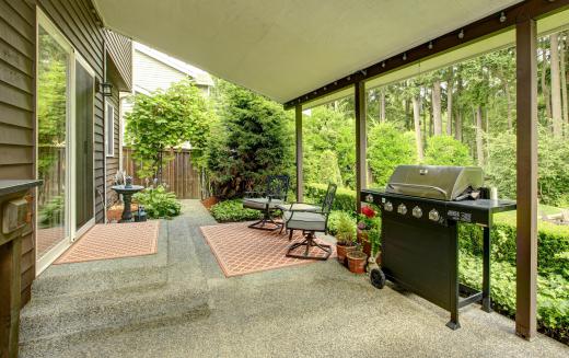 Farm style houses in semi-tropical locales often feature semi-enclosed back porches and areas for entertaining.