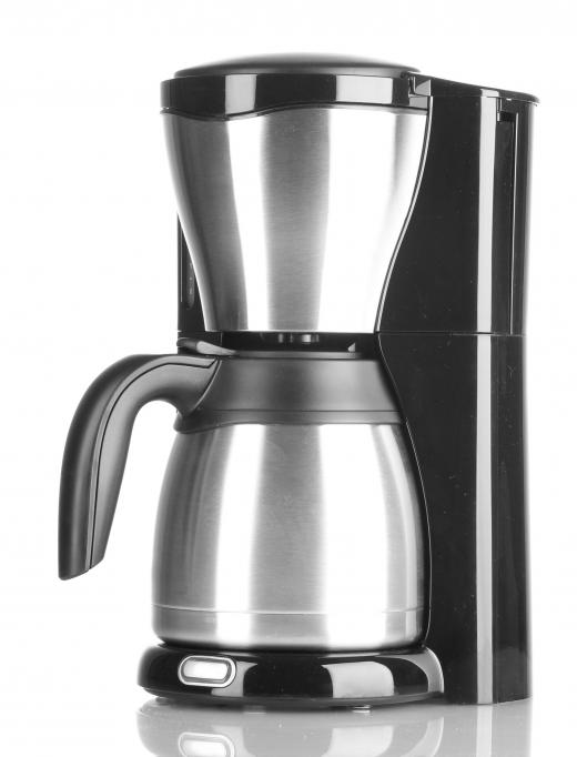 Stainless steel coffee maker.