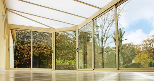 A sun porch may feature a glass ceiling.