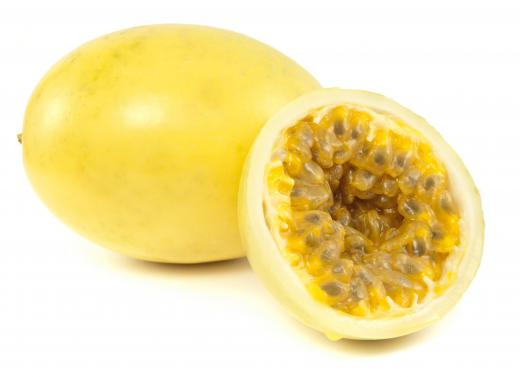 Golden passion fruit, the fruit of a passion flower.