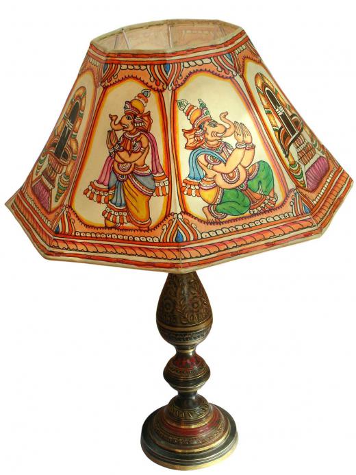 Decorated lampshades can add character to a living room.