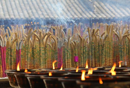 The heart of the sandalwood tree is harvested, ground, and then burned as incense.