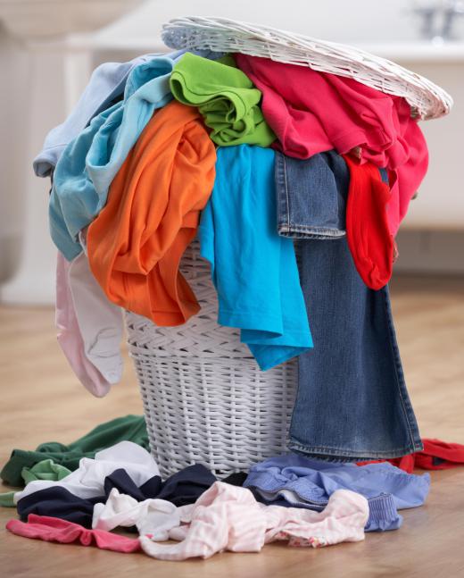 Wicker hampers may be used to store dirty laundry.