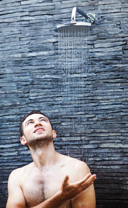 Some showers feature an overhead shower head.