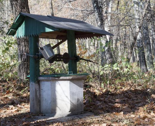 Well-water filters treat water before it is piped into a home.