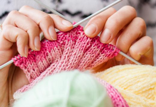 Baby booties are a popular knitting project.