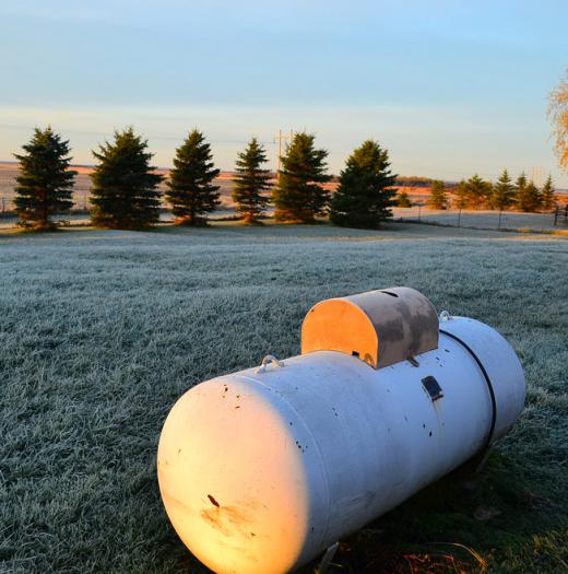 A propane tank can hold fuel for a furnace.