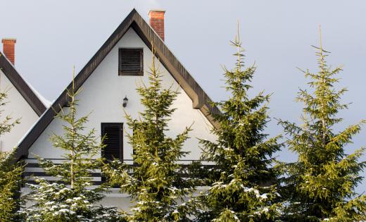 Sloped roofs prevent snow from building up on top of a house, thus preventing roof collapse.