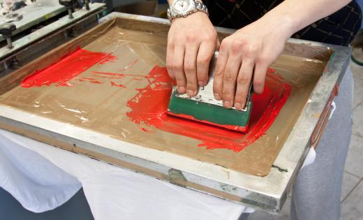 Silk screening involves ink being pushed through mesh.